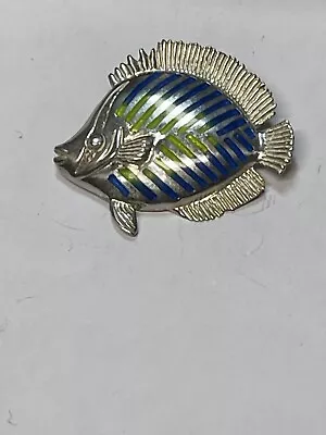 Kabana Sterling Silver Enamel Sea Life Tropical Fish Pendant Blue Green • $67.75