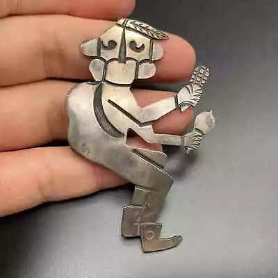 Vintage Southwestern Dancing Kachina Corn Silver Pin Brooch • $185