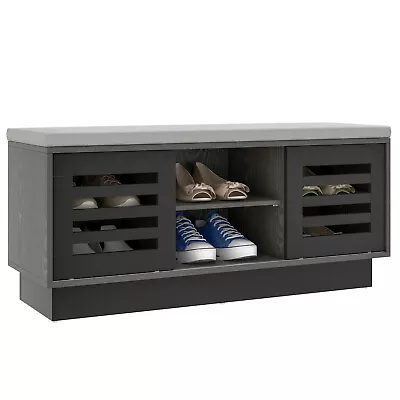 Shoe Storage Bench W/ Cushion Shoe Storage Organizer Shoe Rack Entryway Grey • $109.99