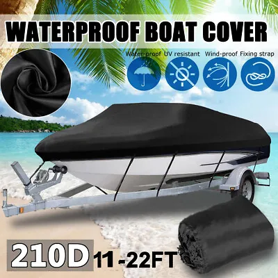 £27.99 • Buy 11-22ft Waterproof Heavy Duty V-Hull Boat Cover Trailable Speedboat Fish Ski  UK