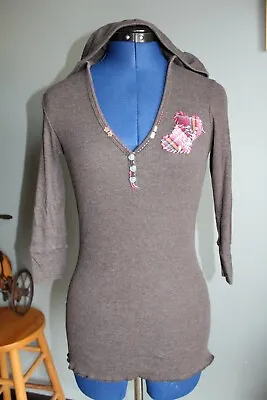 American Rag Women's Gray 3/4 Sleeve Hooded Tee ~ S~ RN 109986 • $10.99