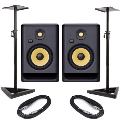 £400.50 • Buy KRK Rokit RP7 G4 Pair Active Powered DJ Studio Monitor Speakers, Stands & Cables