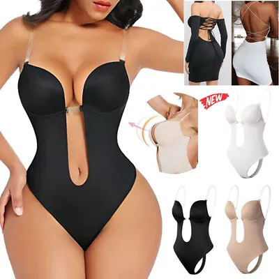 £19.99 • Buy Women Invisible U Plunge Backless Underwear Push Up Bra Full Body Shaper Thongs