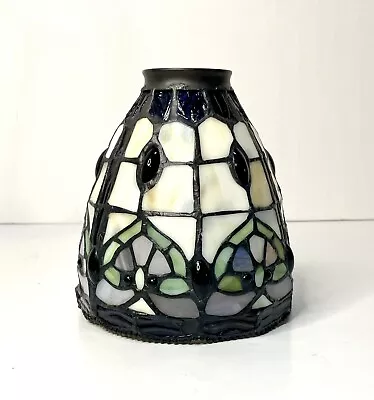 Vintage Tiffany Style Stained Slag Glass Lamp Shade Small 2”Fitter X 5.5”H • $29