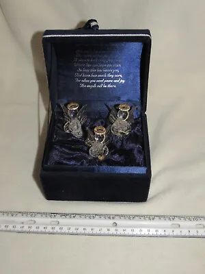   Your Worry Music Box  3 Glass Hand Spun Angels 18K Gold Swarovski Crystals Vid • $57.22