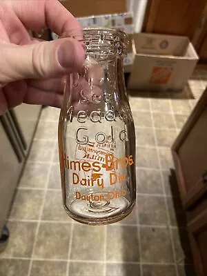 $19.99 • Buy Rare Himes Bros. Dairy Div. ACL Half Pint Milk Bottle Dayton Ohio OH Meadow Gold