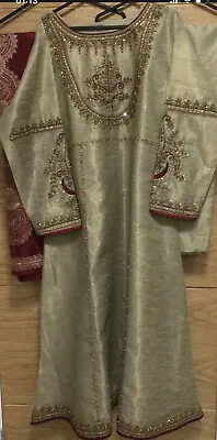 Ladies Pakistani  Wedding Masoori Anarkali Dress Kameez Size M New • £60