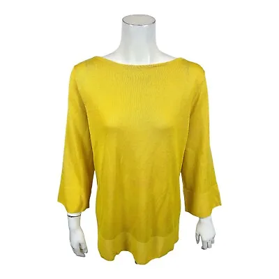 J.Jill Women's Regular Linen Cotton Boatneck Sweater Yellow X-Large Size • $10