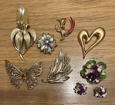 Vintage Lot Of 7 Signed Estate Brooches Pins Monet BSK Gerry Austria + • $9.95