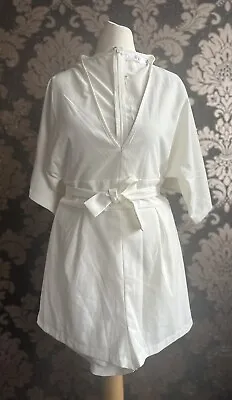 Missguided White Belted Jumpsuit Ladies Size10 • £7