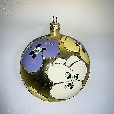 5  Komozja Mostowski Large Round Floral Glass Christmas Ornament In Box • $40