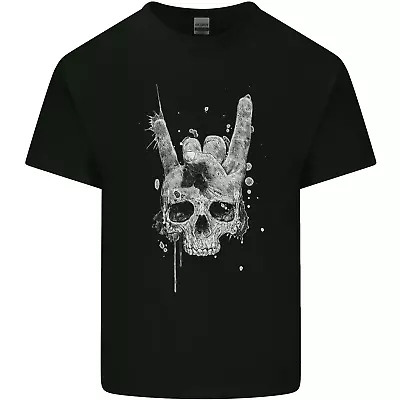 £8.75 • Buy Rock N Roll Music Salute Skull Biker Gothic Mens Cotton T-Shirt Tee Top