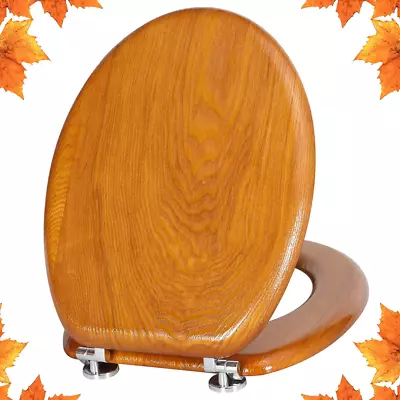 Wooden Natural Toilet Seat AntiBacterial 45 X 37 X 5.6 Cm Solid Oak • £39.99