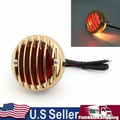 Round Motorcycle Tail Brake Light For Bobber Chopper Rat Custom Gold E • $28.79