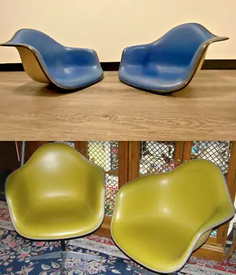 *sale 4 Blue Greige Olive Yellow Eames Herman Miller Chair Fiberglass Arm Shells • $2499.99