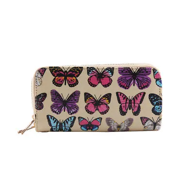 £7.99 • Buy Ladies Girls Butterfly Print Purse Wallet Women Bag Double Zip Party Purses