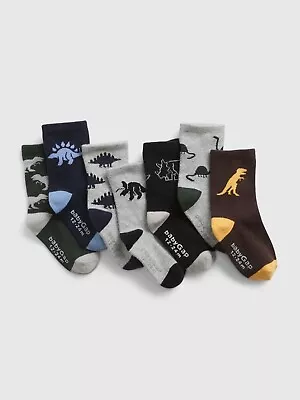 NEW GAP Toddler Boys Multicolor Dinosaur Print Crew Socks (7-Pack) Size 4-5 YRS • £16.08