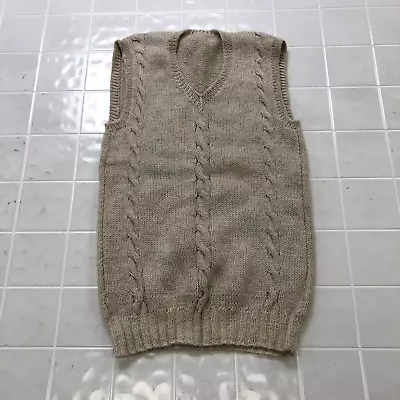 Vintage Beige V-neck Cable-Knit Regular Pullover Sweater Vest Women's Size L • $25
