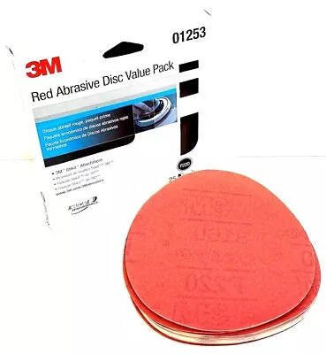 6  Psa Stikit Red Abrasive Sanding Discs - 220 Grit - 3m #01253 - 25 Pieces  • $11.85