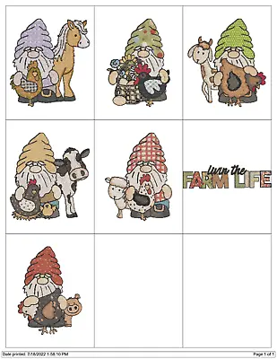Collection Farm Gnomes Embroidery Machine Designs Collection Pes Jef Hus • $9.95