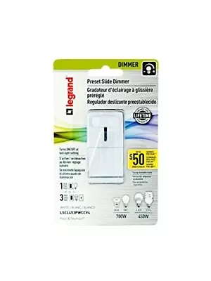 Legrand LSCL453PWCCV4 Single-Pole/3-Way Preset Slide Dimmer White • $12.95