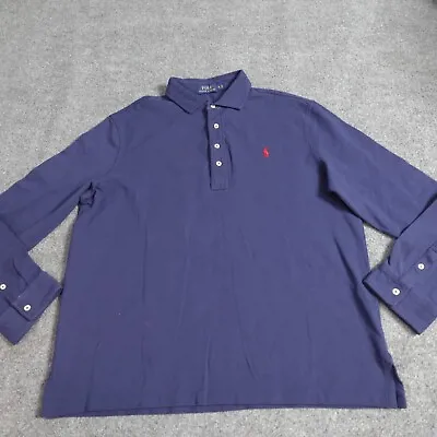 Polo Ralph Lauren Popover Shirt XL Blue Knit Long Sleeve Recent • $24.90