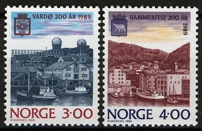 $1.25 • Buy Norway 1989, NK 1064-65, Vardø And Vadsø 200 Years Set VF MNH, Mi 1015-16