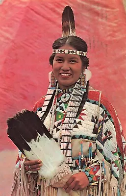 Postcard Native American Indian Woman In Full Dress Costume • £3.23