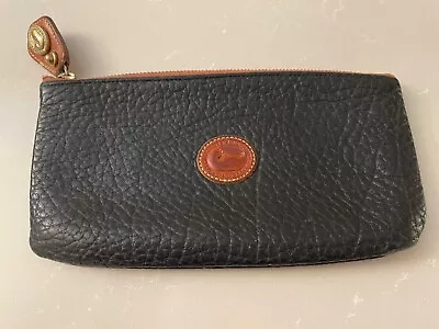 Vintage Dooney & Bourke AWL Black Pebbled Leather Cosmetic Makeup Slim Pouch • $42
