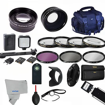 Professional Led / Lens / Accessory Kit For Canon Eos Rebel T5 T6 T7 T3 T5i 70d • $124.40