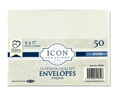 Pack Of 50 Envelopes Party Wedding Invites Ivory Colour High Quality 5 X 7 Cards • £5.01