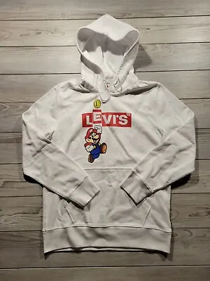 Levi’s X Super Mario Graphic Pullover Hoodie Limited Edition White Men's Size S • $42.46
