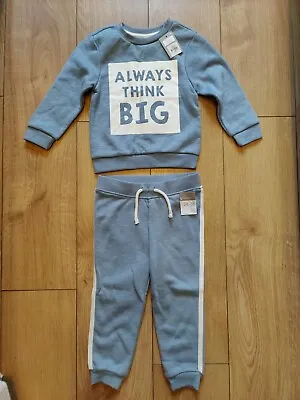 New Baby Boys 2-3 Years 24-36 Tracksuit Blue Jumper & Jogging Bottoms Primark • £11