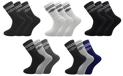 Mens Umbro Official Sports Socks Long Mid Calf Crew 3 Pairs Adults Size 6-11 • £5.85