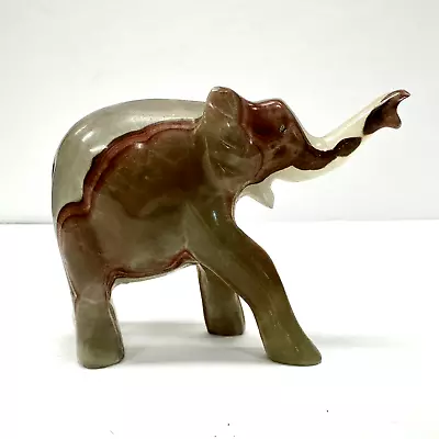 Hand-Carved Marble Stone Elephant - 3  Trunk Up For Good Luck • $10