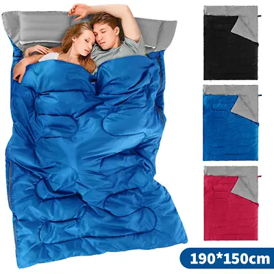 4 Season Double Sleeping Bag Waterproof Outdoor Camping Hiking Envelope Zip Bags • £25.99