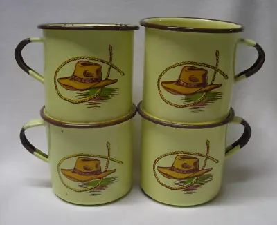 4 Monterrey Western Ware Coffee Mugs Enamelware Well Worn • $49.95