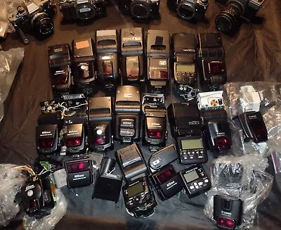 🛑READ Flash Lot Of 22 Nikon Canon Metz Digital Camera Parts Shoe Mount SB800 • £125.42