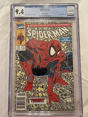 Spider-Man #1 CGC 9.4 Near Mint White Pages 1990 Marvel Polybag Newsstand • $40