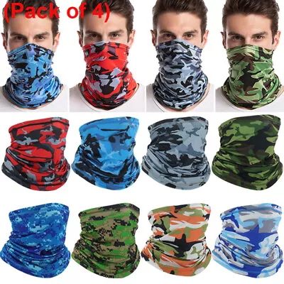 4 Pack Biker Tube Bandana Face Scarf Neck Gaiter Headband Mask Cover Balaclava T • $12.99