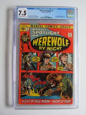 Marvel Spotlight 2 CGC 7.5 Origin 1st App Werewolf By Night 1972 • $549