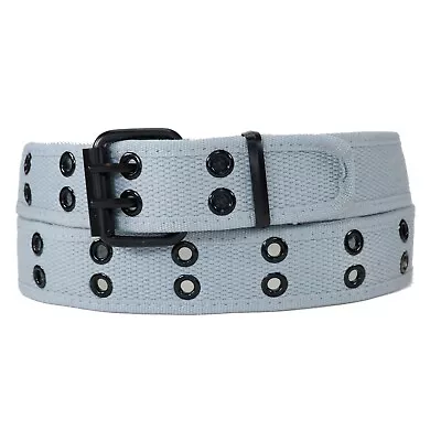 Men Women 1 Hole 2 Holes Row Grommet Stitched Canvas Fabric Military Web Belt • $8.88