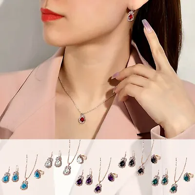 $8.29 • Buy Love Ladies Earring Necklace Ring Three Piece Set Earrings Jewelry Mother's Day