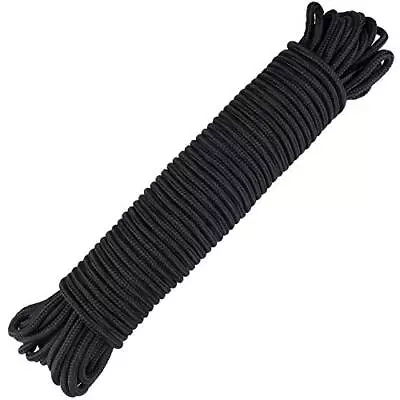 Nylon Rope100 Feet Black Nylon Rope1/4 Inch Solid Braided Rope Thick Strong... • $20.76