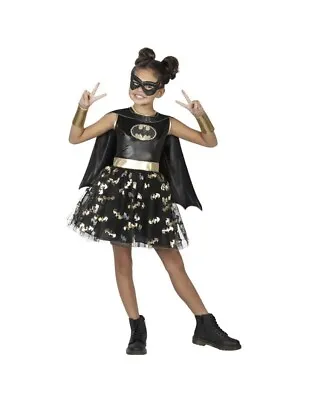 $20.99 • Buy Girls Child BATGIRL BATMAN Costume Dress Up Size MED 8/10 NWT Cape Mask Tutu