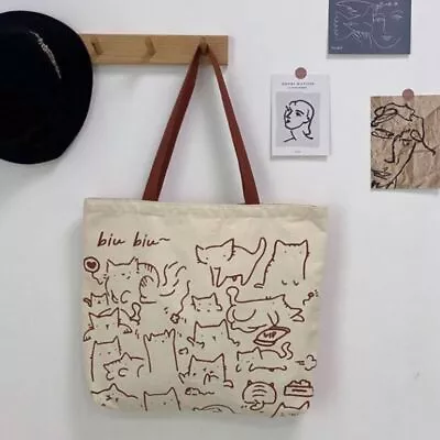 Reusable Cats Canvas Bags Foldable Beach Bag Fashion Shopping Bag  Women • $18.93