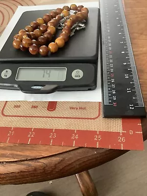 Vintage Islamic Rosary Faturan Prayer Amber Bakelite 33 Beads Brown 74g • $40