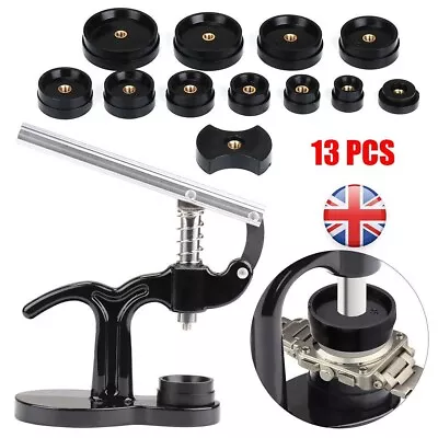 13Pcs Watch Back Case Press Crystal Glass Closer Fitting Dies Repair Tool Set UK • £11.99