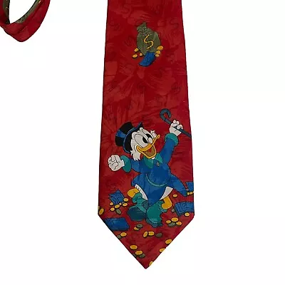 Disney Mickey Unlimited Scrooge McDuck Neck Tie Men's Red Money Bags 4  • $6.39
