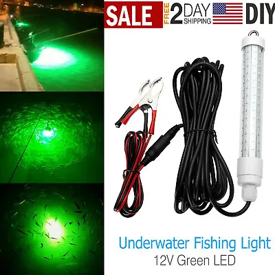 12V LED Green Submersible Underwater Fishing Light Night Crappie Shad Squid Boat • $15.39